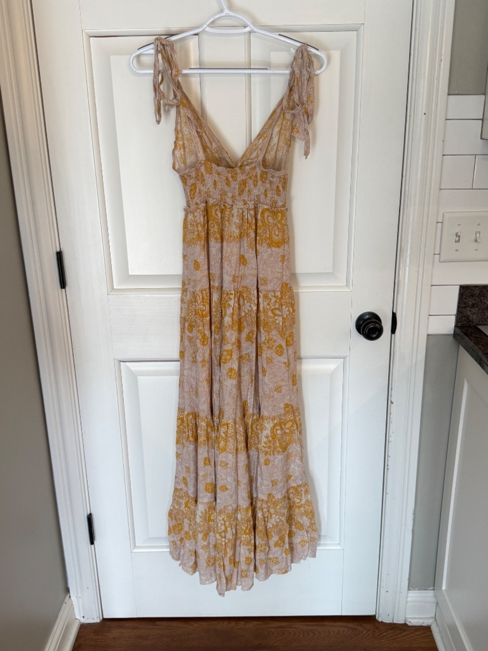 Free People Let's Smock About It Yellow Floral Maxi Dress Tiered 25293 - Picture 7 of 10